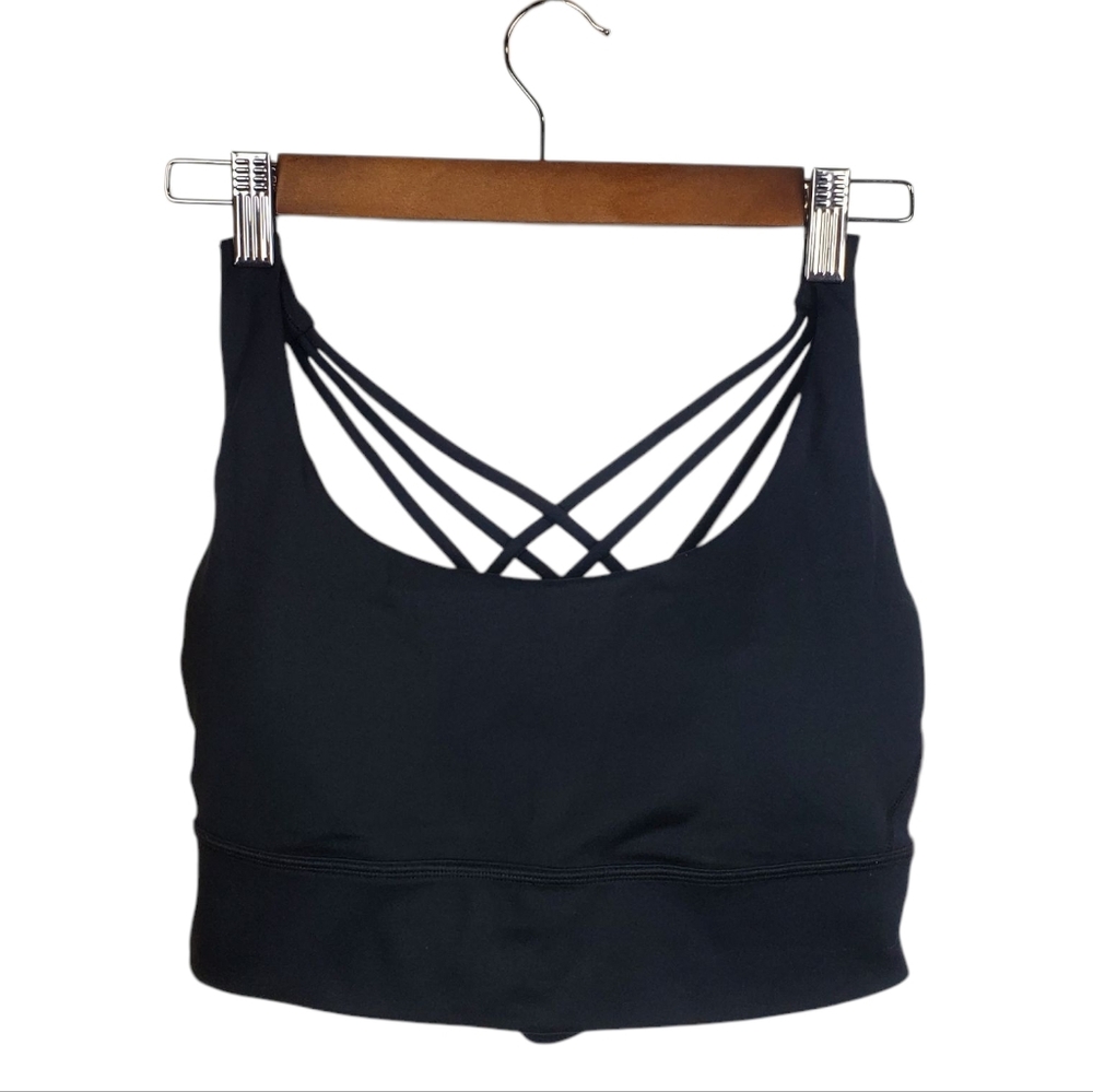 VICTORIA'S SECRET SPORT Black Strappy Mesh Sports Bra Large NWT